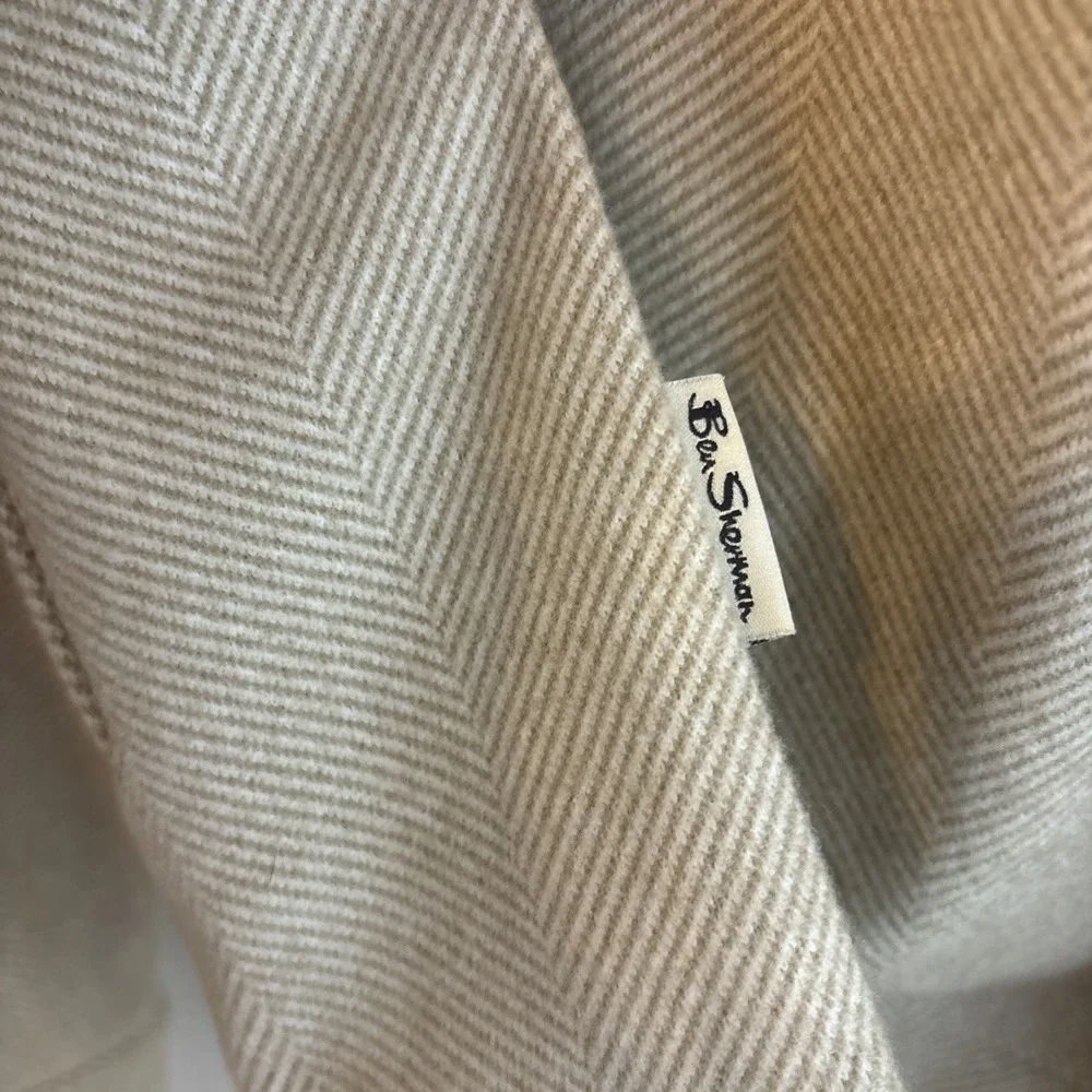 Ben‎ Sherman Jacket Alden Large Herringbone Baseball Collar Preppy Beige Grandpa